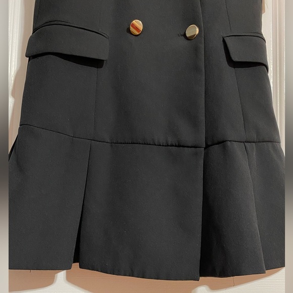 NWT Zara Mini V Neck Buttoned Pockets Sleeveless Preppy Vest Dress Size Medium - Picture 8 of 16